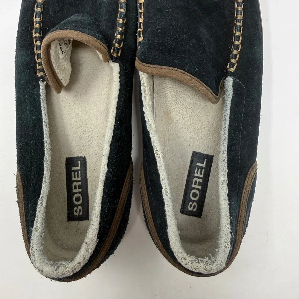 Sorel Dude Moccasins Men's Black Suede Shoes/ Slippers Size 10 NM2025-010